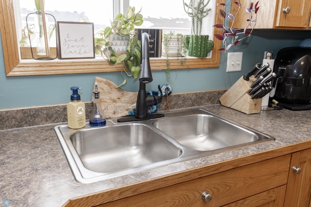 kitchen with a sink and brown cabinets