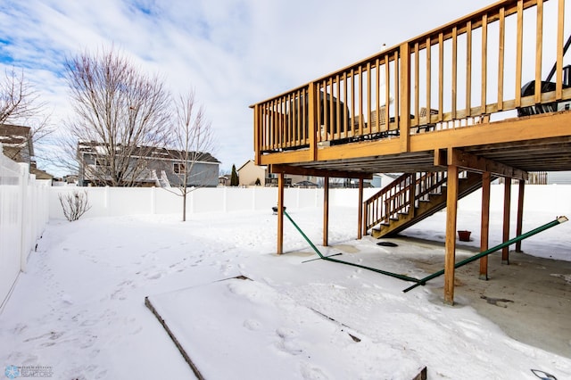 exterior space with stairs and fence