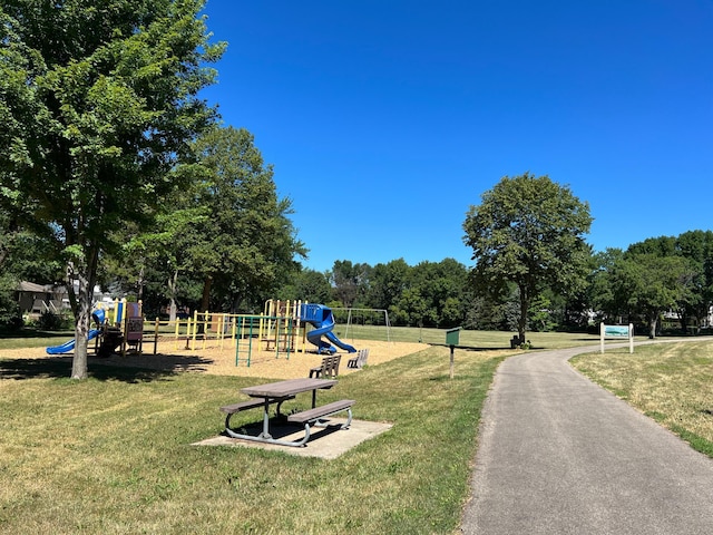 view of play area with a lawn