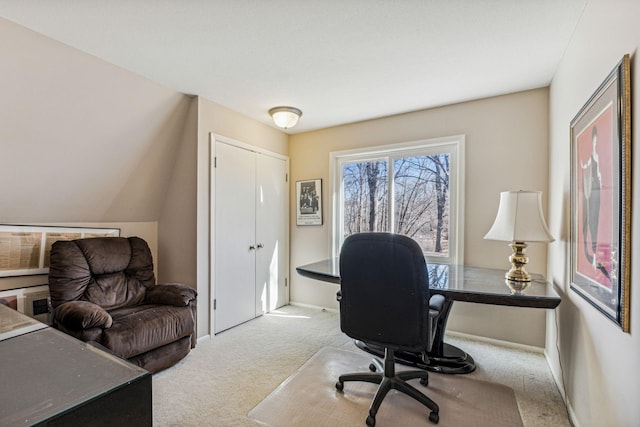 view of carpeted office space