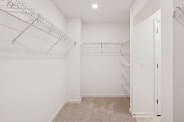 spacious closet with light colored carpet