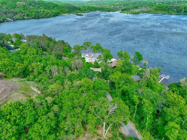 view of property location with a large body of water and a forest