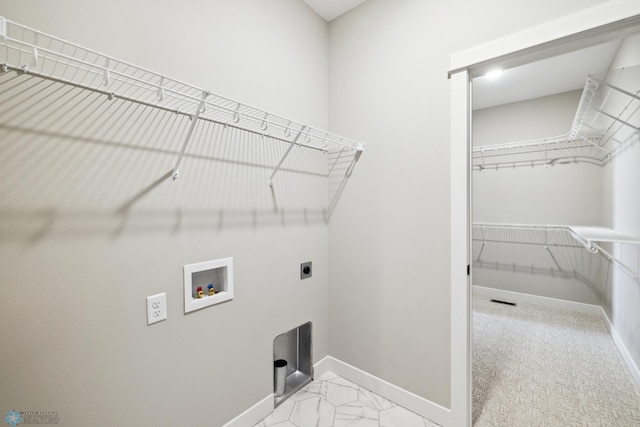 laundry room with washer hookup and electric dryer hookup