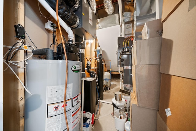 utility room with gas water heater