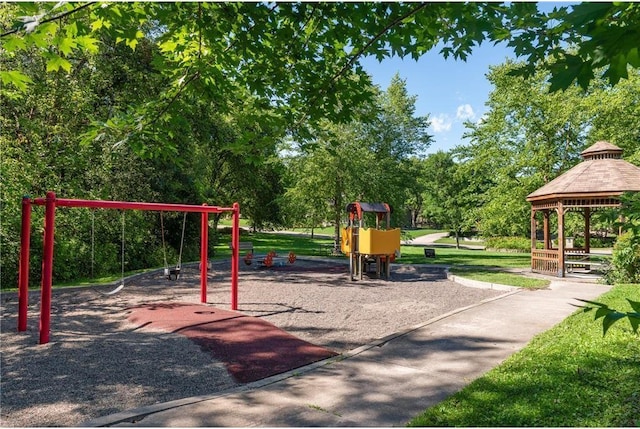 view of play area featuring a gazebo