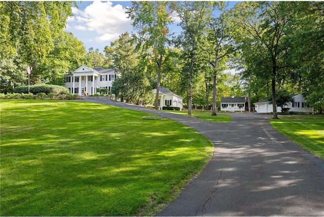 view of front facade featuring a garage and a front lawn