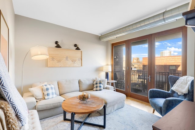 living room featuring light hardwood / wood-style flooring