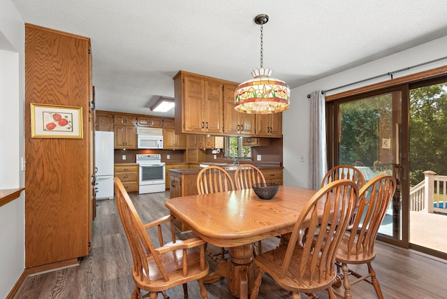 4879 Mayelin Ave NE, Saint Michael, MN 55376 - dining room featuring dark wood-style floors and a textured ceiling