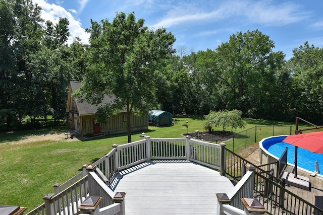 4879 Mayelin Ave NE, Saint Michael, MN 55376 - deck featuring a yard and an outbuilding