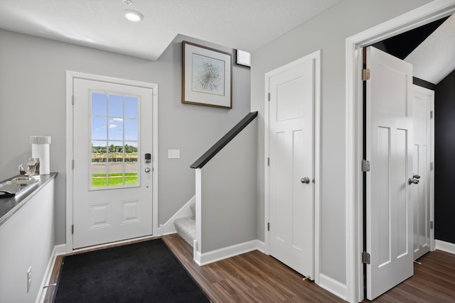 entrance foyer with dark wood-type flooring