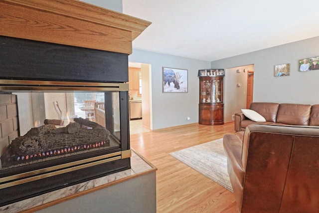 living room with hardwood / wood-style floors