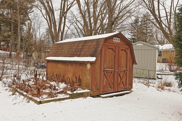 view of snow covered structure