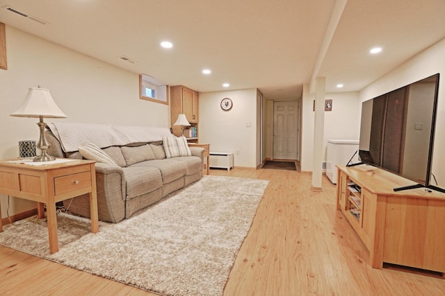 living room with light wood-type flooring