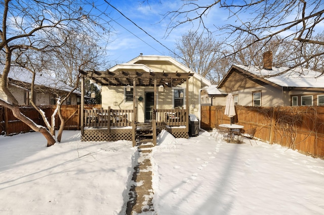 view of front of house with a wooden deck