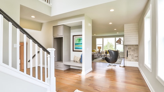 interior space with light hardwood / wood-style floors