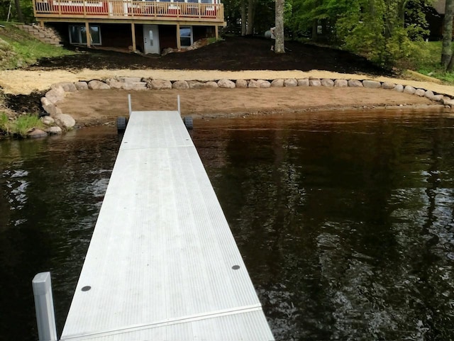 view of dock featuring a water view