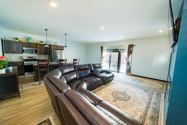 living room featuring light hardwood / wood-style floors