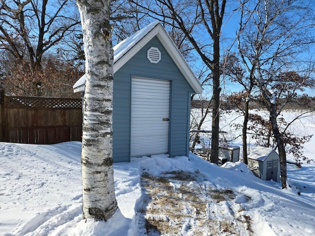 view of snow covered structure