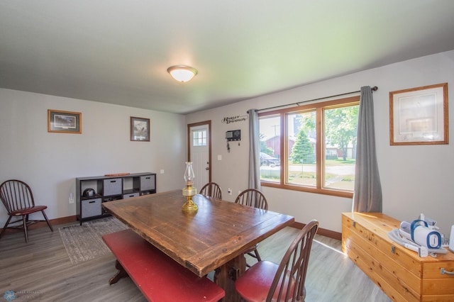 dining room with wood-type flooring