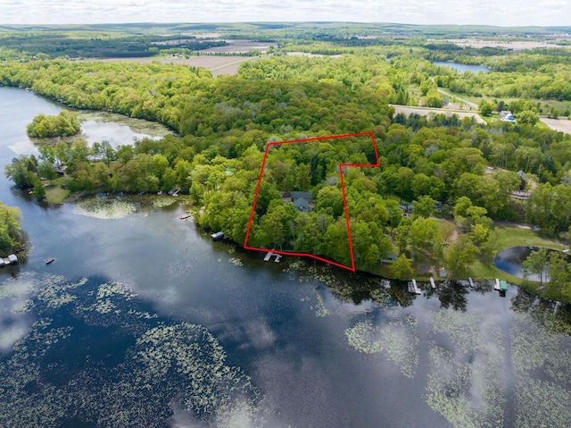 2772 25th Ave Unit B, Cedar Lake Twp, WI 54868 - aerial overview of property's location with a large body of water and property parcel outlined