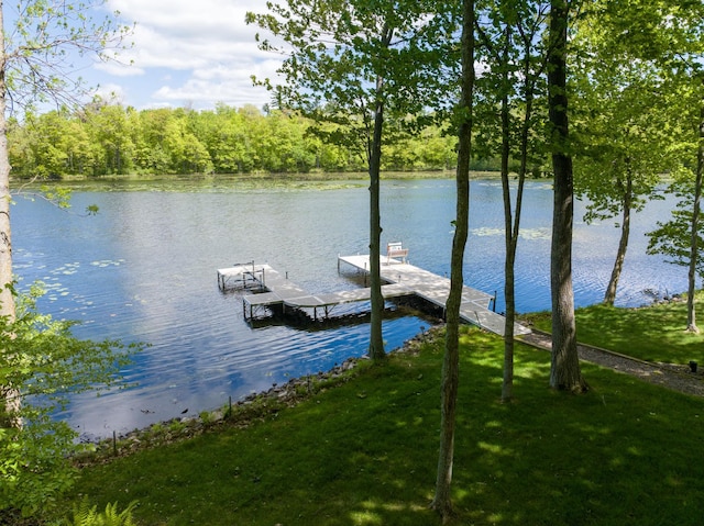 2772 25th Ave Unit B, Cedar Lake Twp, WI 54868 - dock area with a water view and a yard