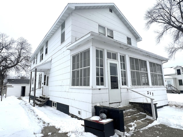 view of snowy exterior