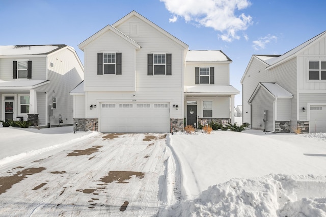 view of front of house with a garage