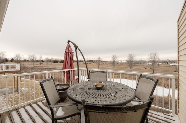 deck featuring a rural view