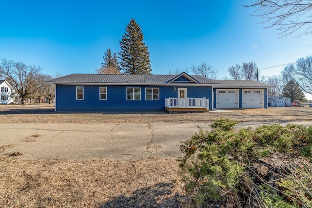 single story home with a garage