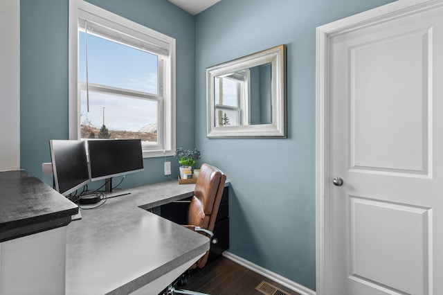 office area featuring dark hardwood / wood-style flooring