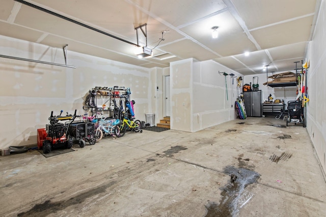 garage with a garage door opener