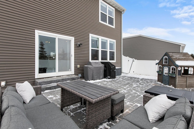 view of patio / terrace featuring outdoor lounge area and grilling area