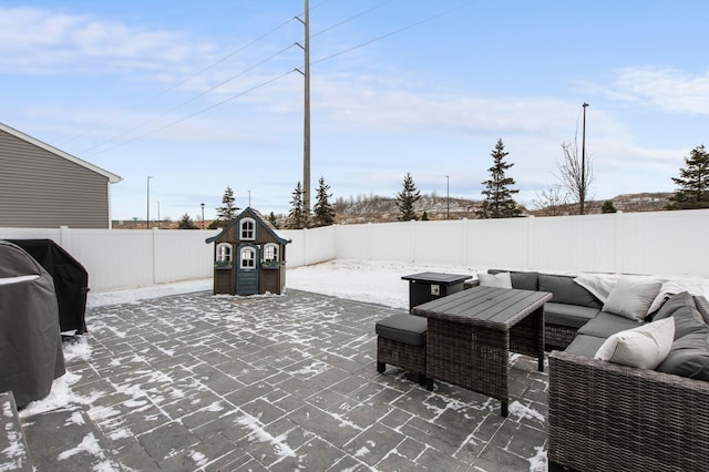 view of patio featuring an outdoor living space