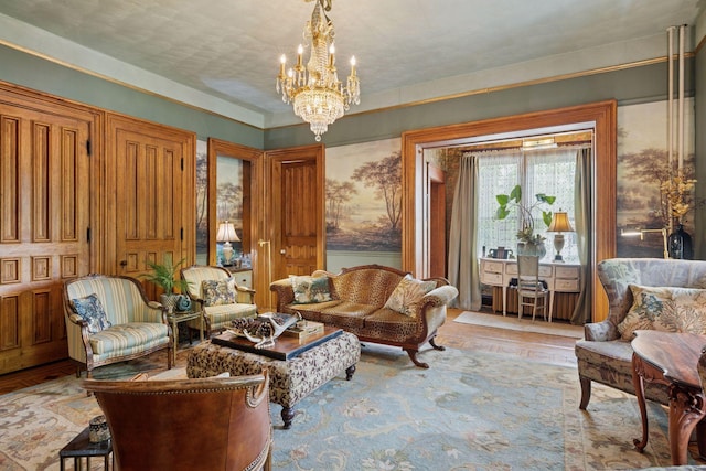 706 4th St, Red Wing, MN 55066 - sitting room with a chandelier and light wood-style flooring