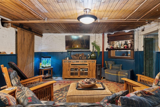 706 4th St, Red Wing, MN 55066 - living area featuring wooden ceiling and a wainscoted wall