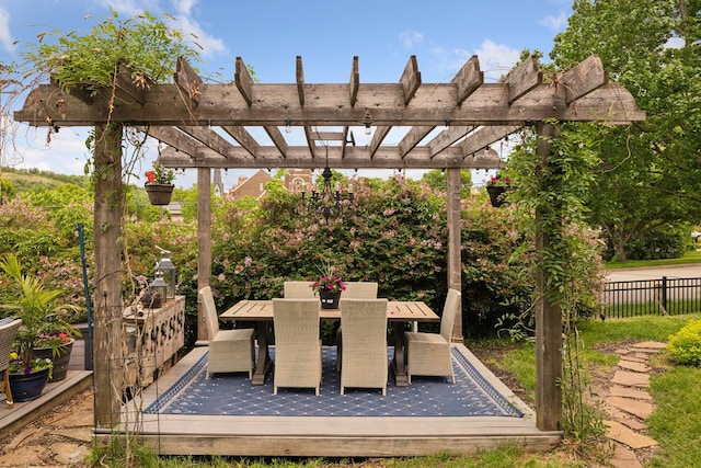 706 4th St, Red Wing, MN 55066 - view of patio / terrace featuring outdoor dining area, a pergola, and a deck