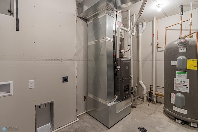 utilities featuring heating unit and water heater