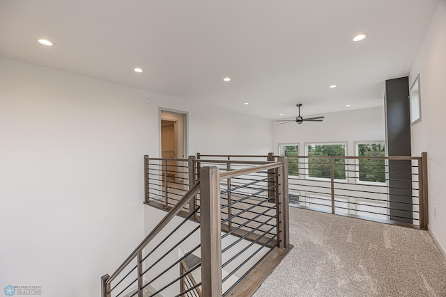 1264 Marlys Dr W, West Fargo, ND 58078 - corridor featuring an upstairs landing, recessed lighting, and carpet flooring