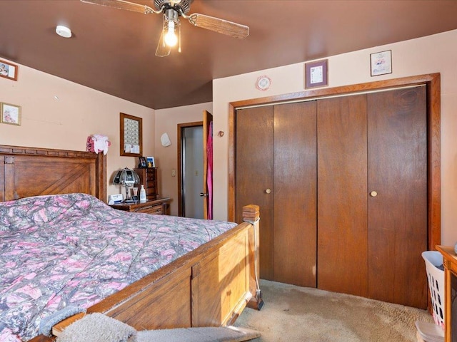 31552 County 23, Akeley, MN 56433 - bedroom featuring light carpet, a ceiling fan, and a closet