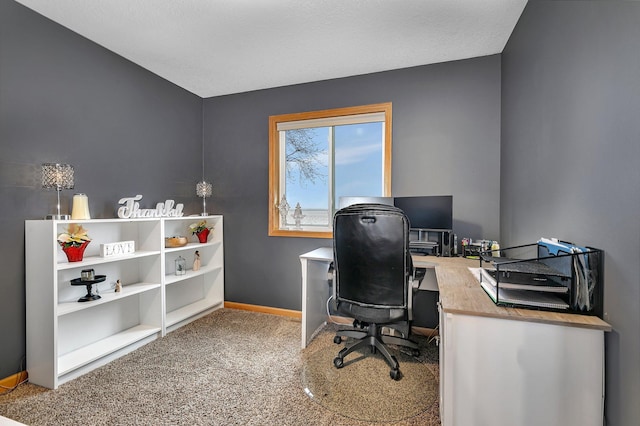 view of carpeted office space