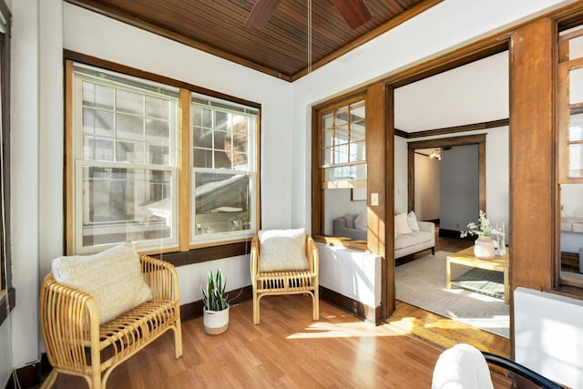 sunroom / solarium with wood ceiling