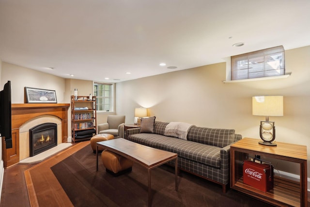 living room with hardwood / wood-style floors