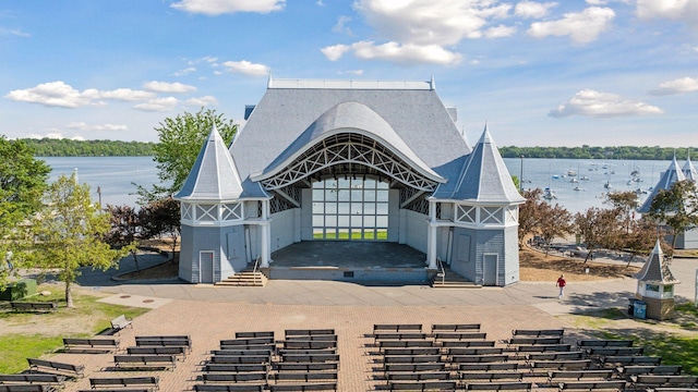 exterior space featuring a water view