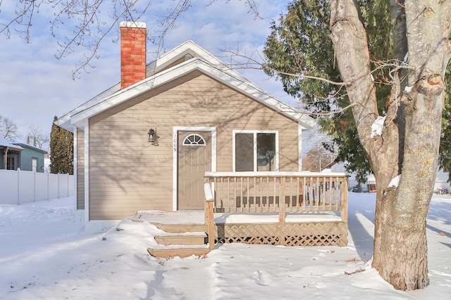 view of front of house with a wooden deck