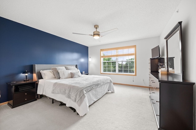 13905 52nd Ave N Unit 701, Plymouth, MN 55446 - bedroom with carpet floors, a textured ceiling, and a ceiling fan