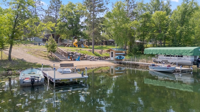 1378 Larrup Trl SW, Pine River, MN 56474 - dock featuring a water view and a playground
