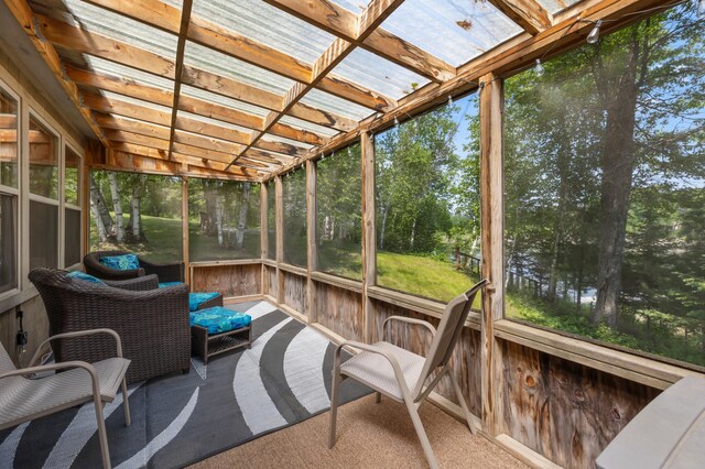1378 Larrup Trl SW, Pine River, MN 56474 - sunroom / solarium featuring view of scattered trees