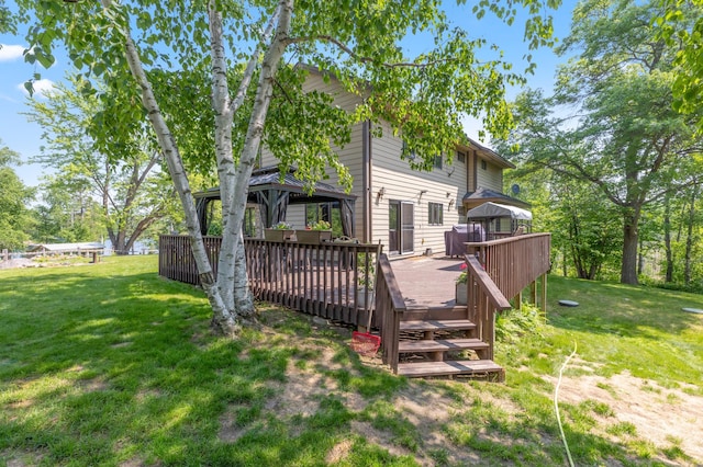 1378 Larrup Trl SW, Pine River, MN 56474 - back of property featuring a gazebo, a yard, and a wooden deck
