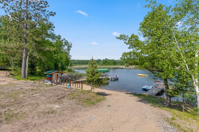 1378 Larrup Trl SW, Pine River, MN 56474 - water view with a boat dock and a boat ramp