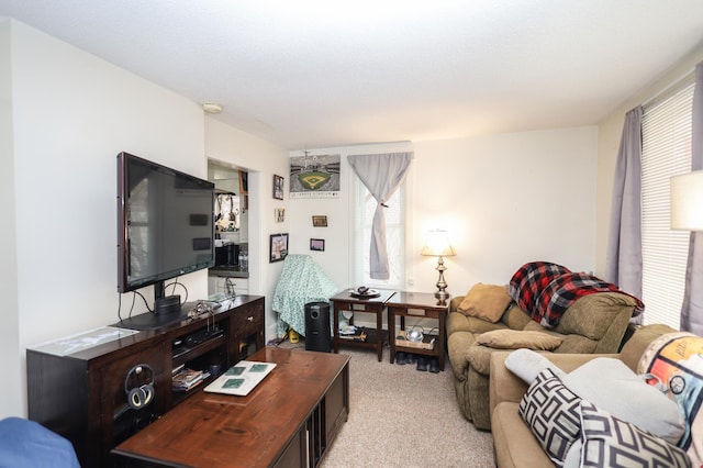 carpeted living room with plenty of natural light